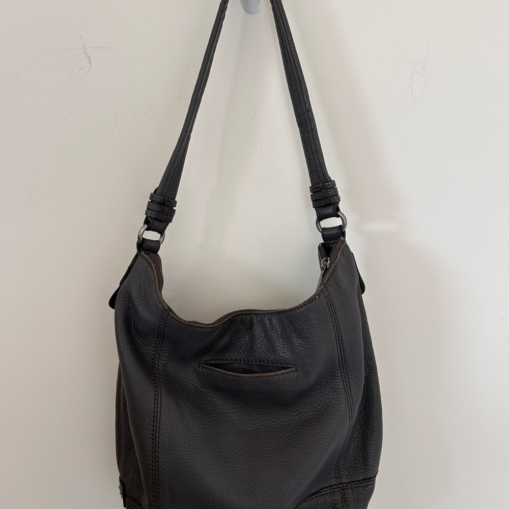 The Sak Womens Sequoia Hobo Shoulder Bag Purse Gray Soft Pebbled Leather Handbag - Picture 4 of 11